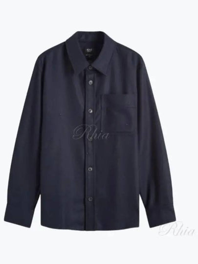 Basile Wool Long Sleeve Overshirt Navy - A.P.C. - BALAAN 2