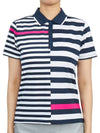 Women's Bold Stripe Golf PK Shirt White Navy - G/FORE - BALAAN 2