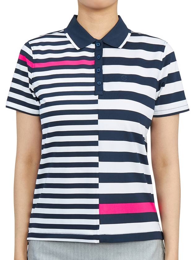 Women's Bold Stripe Golf PK Shirt White Navy - G/FORE - BALAAN 2