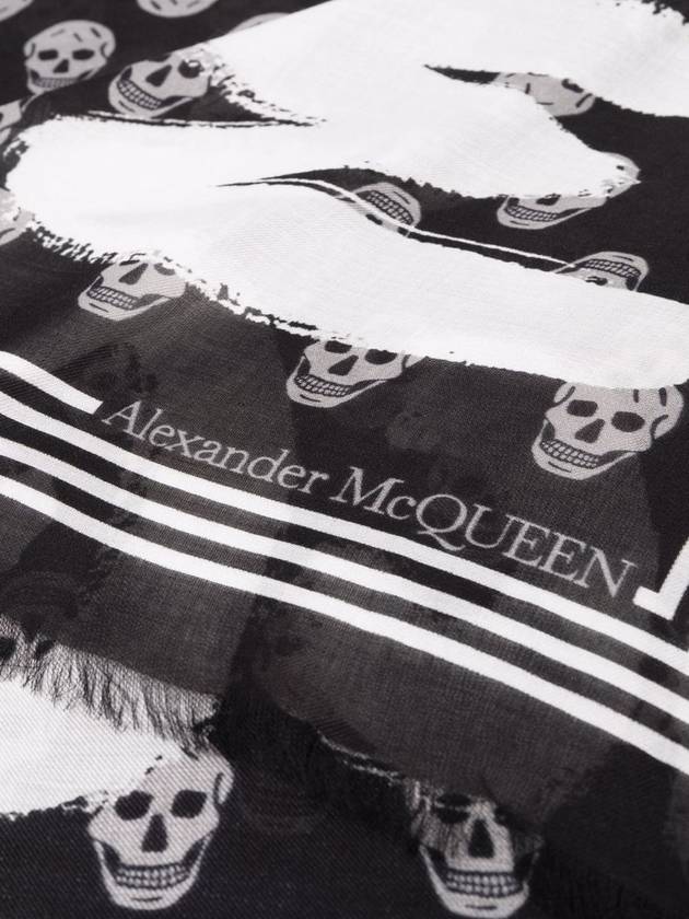 Skull Pattern Logo Print Scarf Black - ALEXANDER MCQUEEN - BALAAN 3