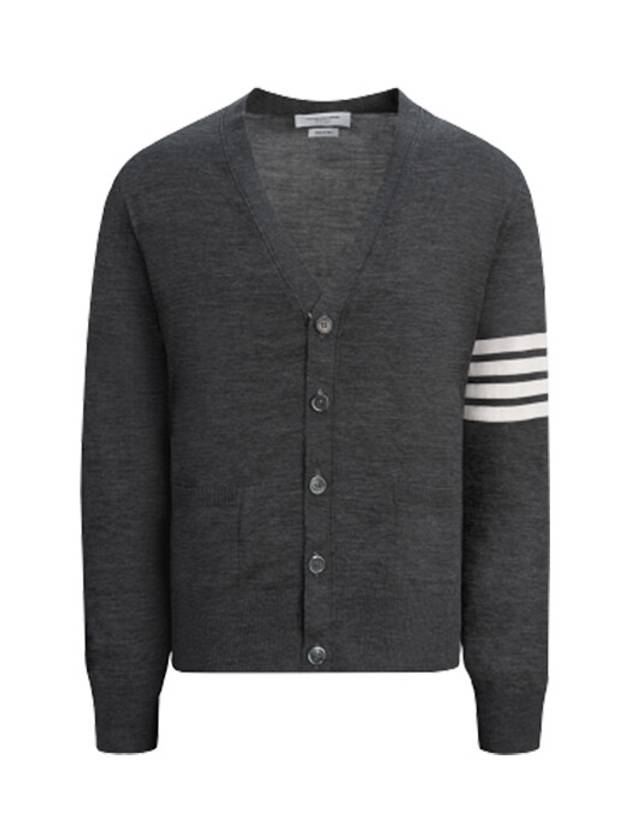 Men's Sustainable Classic Diagonal Wool Cardigan Dark Grey - THOM BROWNE - BALAAN 2