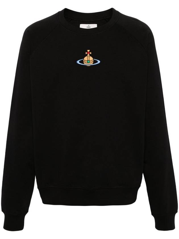 Embroidered Logo Cotton Sweatshirt Black - VIVIENNE WESTWOOD - BALAAN 2