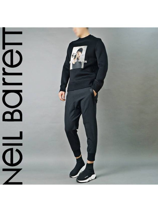 Gangster Print Neoprene Sweatshirt Black - NEIL BARRETT - BALAAN 1