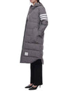 Downfilled Ripstop Classic 4 Striped Hoodie Down Long Padding Grey - THOM BROWNE - BALAAN 5