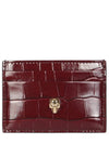 Skull Crocker Leather Card Wallet Burgundy - ALEXANDER MCQUEEN - BALAAN 1