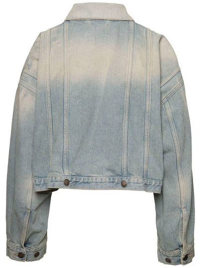 'Gigi' Light Blue Cropped Jacket With Bleach Effect In Cotton Denim Woman - DARKPARK - BALAAN 2