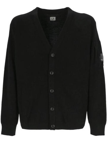 Men's Lens Wappen Button Front Cardigan Black - CP COMPANY - BALAAN 1