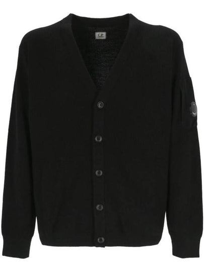 Men's Lens Wappen Button Front Cardigan Black - CP COMPANY - BALAAN 2