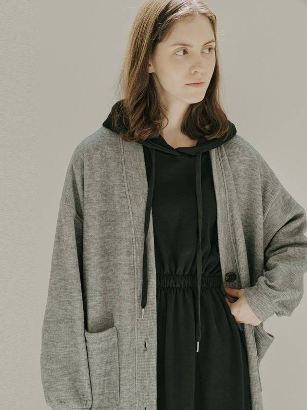 Oversize Long Knit Cardigan Grey - AVANT-G - BALAAN 6