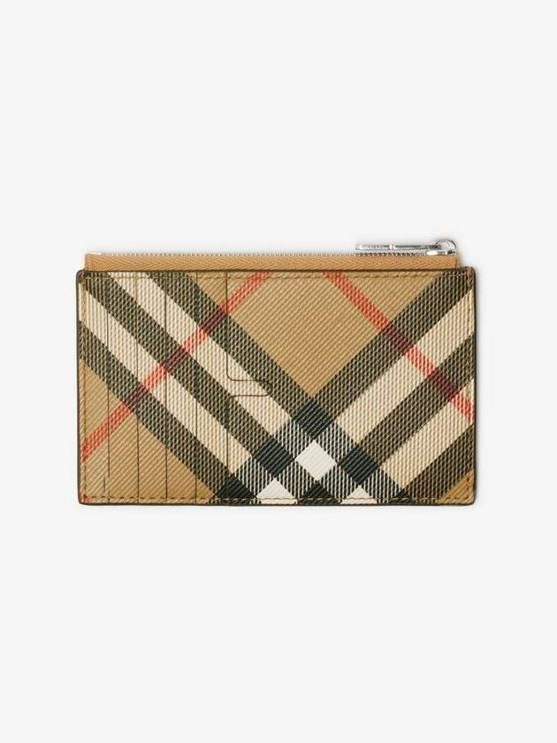 Check Zip Card Wallet Sand - BURBERRY - BALAAN 3