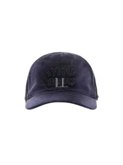 Logo Detail Denim Base Cotton Ball Cap Navy - MIU MIU - BALAAN 2