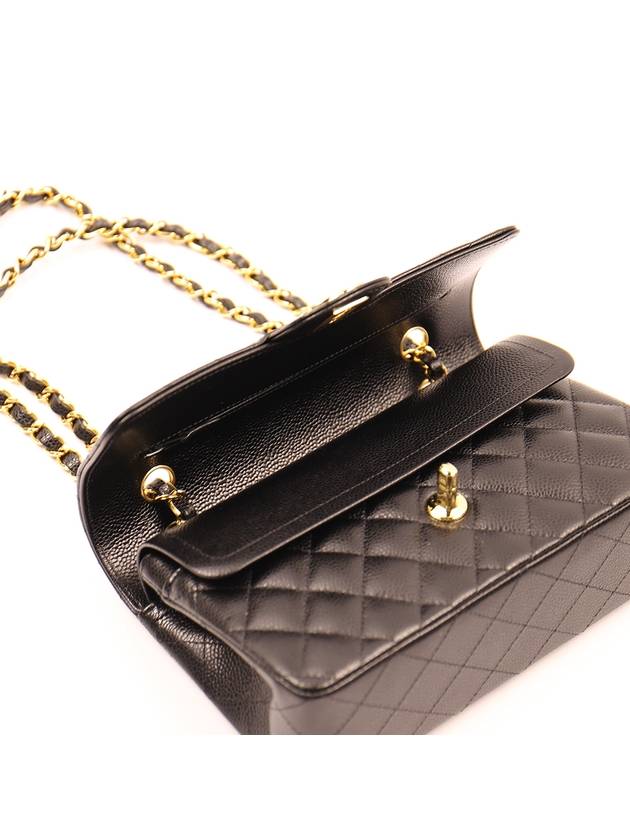 Classic Grained Calfskin Gold Hardware Small Flap Shoulder Bag Black - CHANEL - BALAAN 7