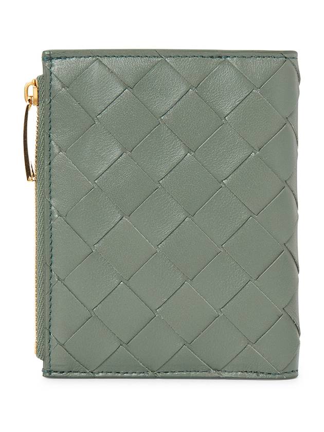 Intrecciato Small Leather Half Wallet Green - BOTTEGA VENETA - BALAAN 3