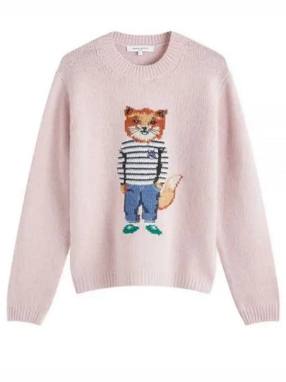 Dressed Fox Intarsia Knit Top Light Pink - MAISON KITSUNE - BALAAN 2