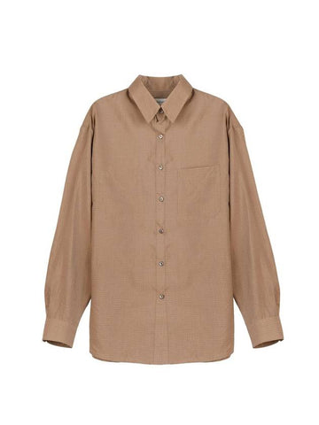 Check Regular Fit Long Sleeve Shirt Cappuccino - LEMAIRE - BALAAN.