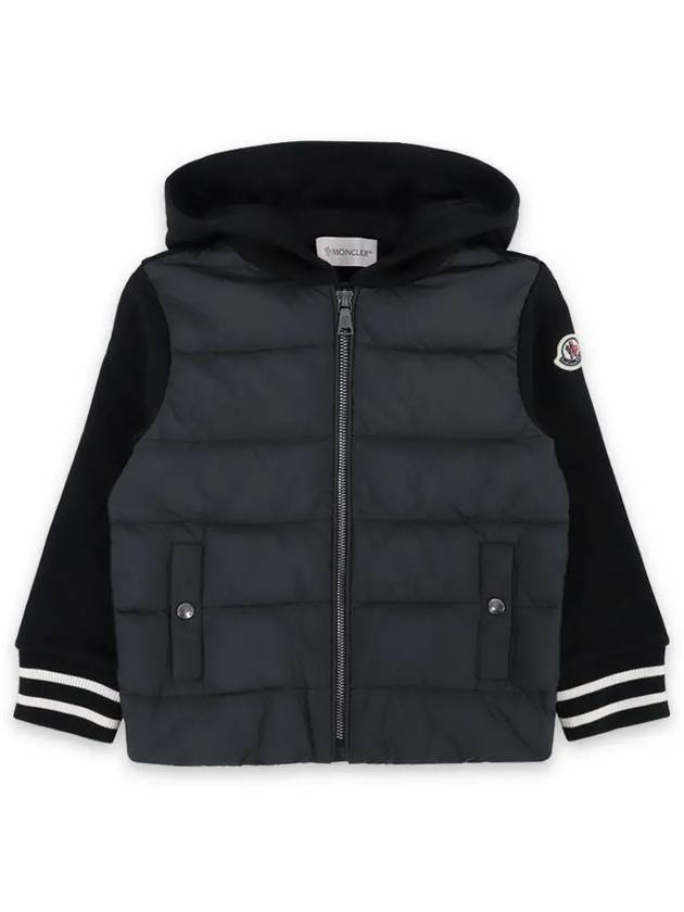 Kids Padded Cotton Blend Zip Up Jacket Black - MONCLER - BALAAN 3