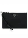 Saffiano Leather Strap Nylon Clutch Bag Black - PRADA - BALAAN 2