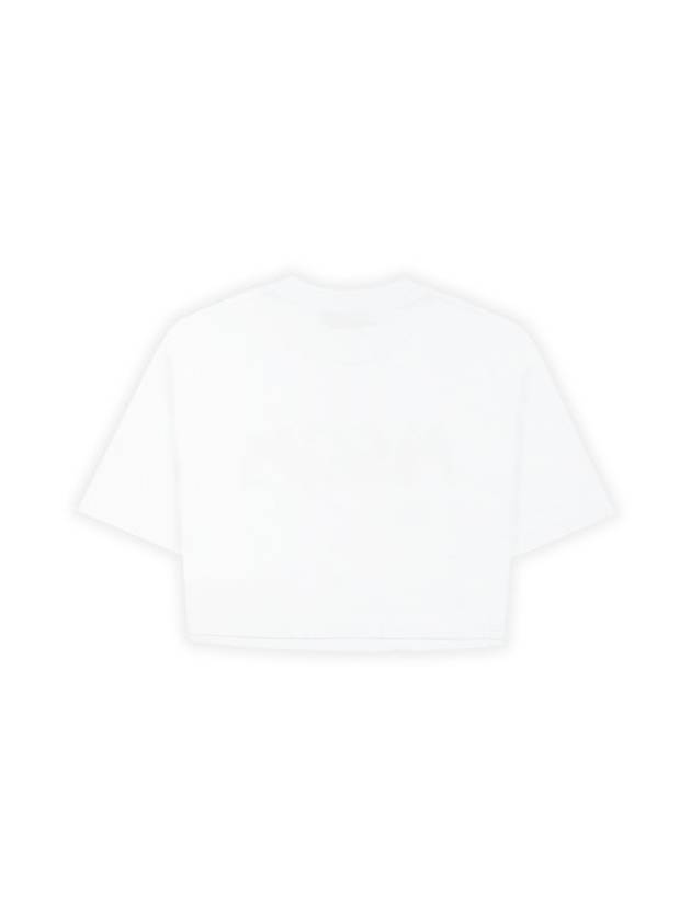 Brushed Logo Crop Short Sleeve T-Shirt White - MSGM - BALAAN 3