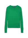 W cable knit cotton crewneck sweater green - POLO RALPH LAUREN - BALAAN 2