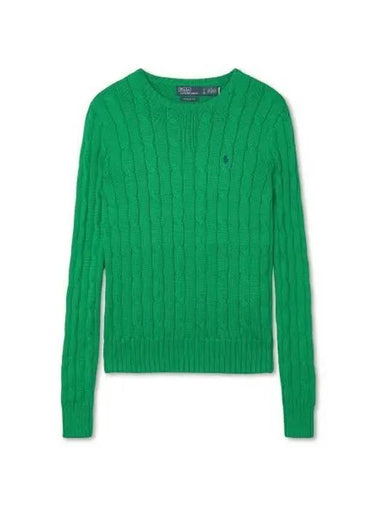 W cable knit cotton crewneck sweater green - POLO RALPH LAUREN - BALAAN 1