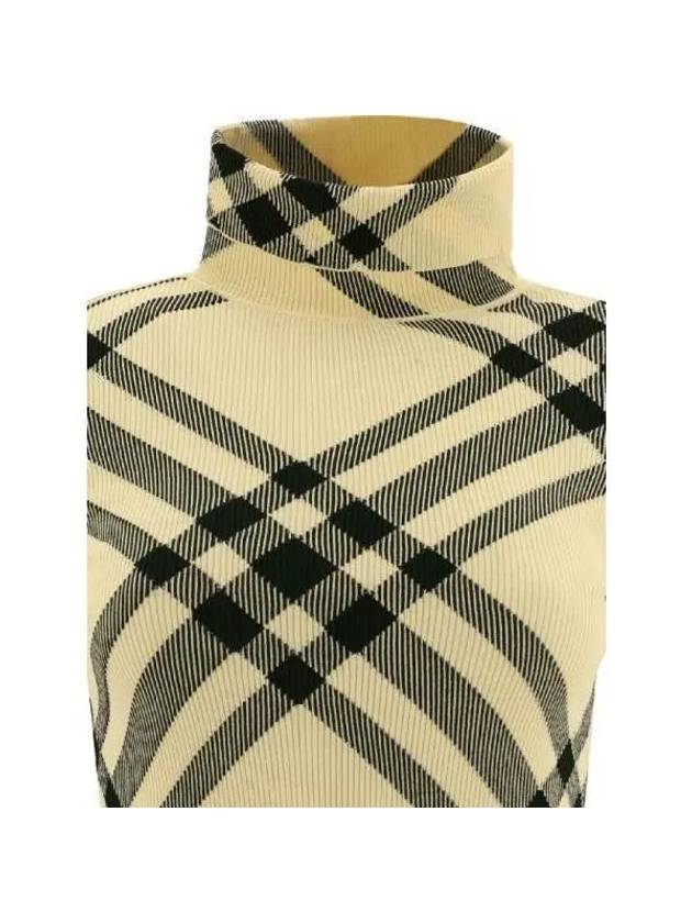 Check Pattern High Neck Knit Top Green - BURBERRY - BALAAN 4