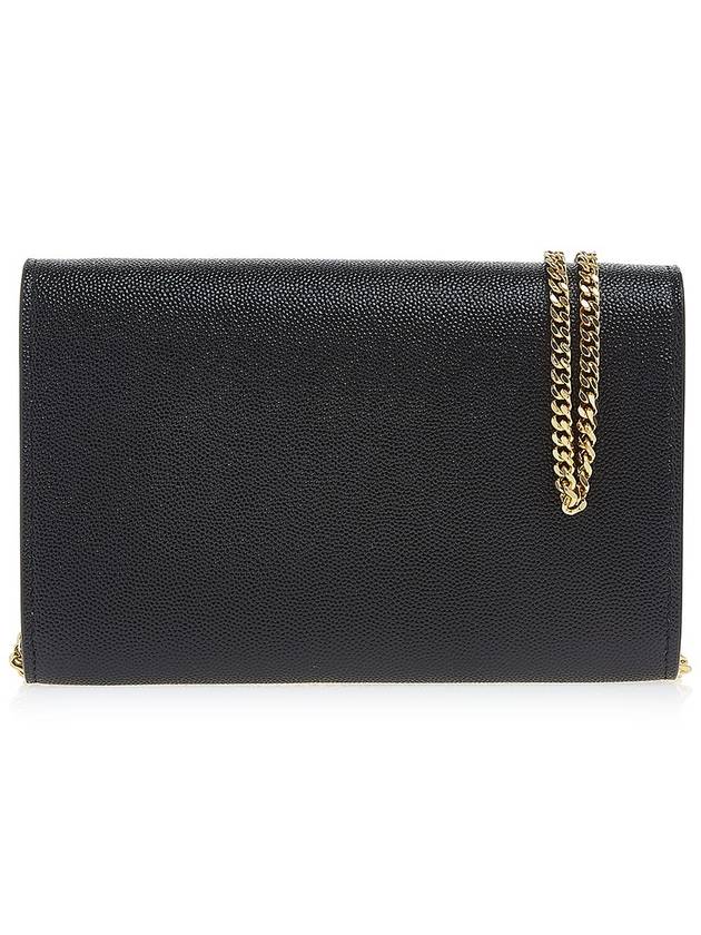 Monogram Uptown Chain Embossed Leather Long Wallet Black - SAINT LAURENT - BALAAN 5