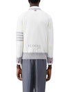 V-Neck 4-Bar Wool Cardigan White - THOM BROWNE - BALAAN 3