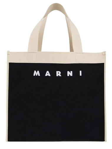 Colorblock Jacquard Tote Bag Black - MARNI - BALAAN 1