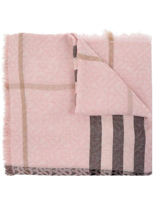Monogram Check Wool Silk Muffler Pink - BURBERRY - BALAAN 1