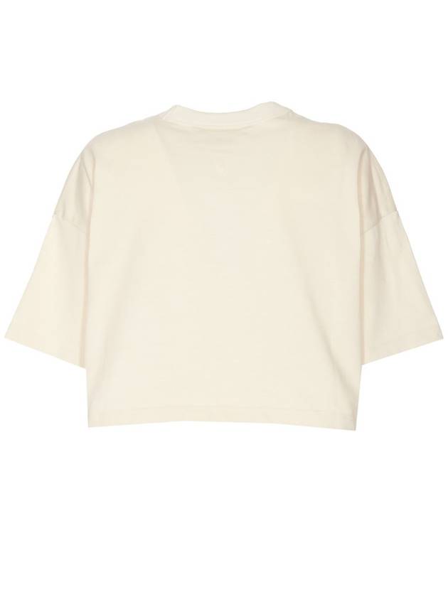 Croptop Cotton Short Sleeve T-Shirt Ivory - BOTTEGA VENETA - BALAAN 3