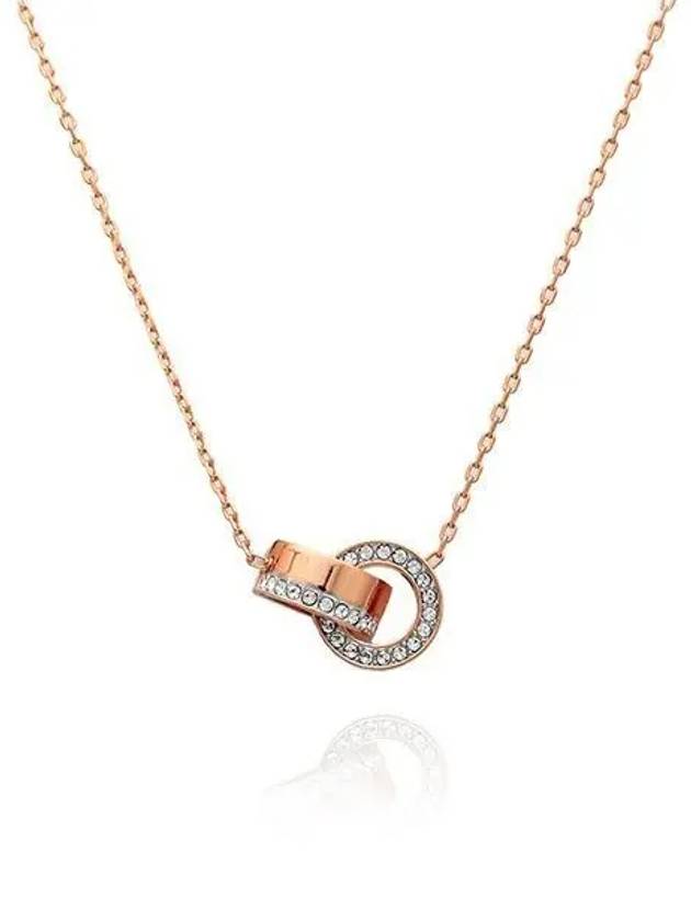 Dextera Interlocking Loop Pendant Necklace Rose Gold - SWAROVSKI - BALAAN 2