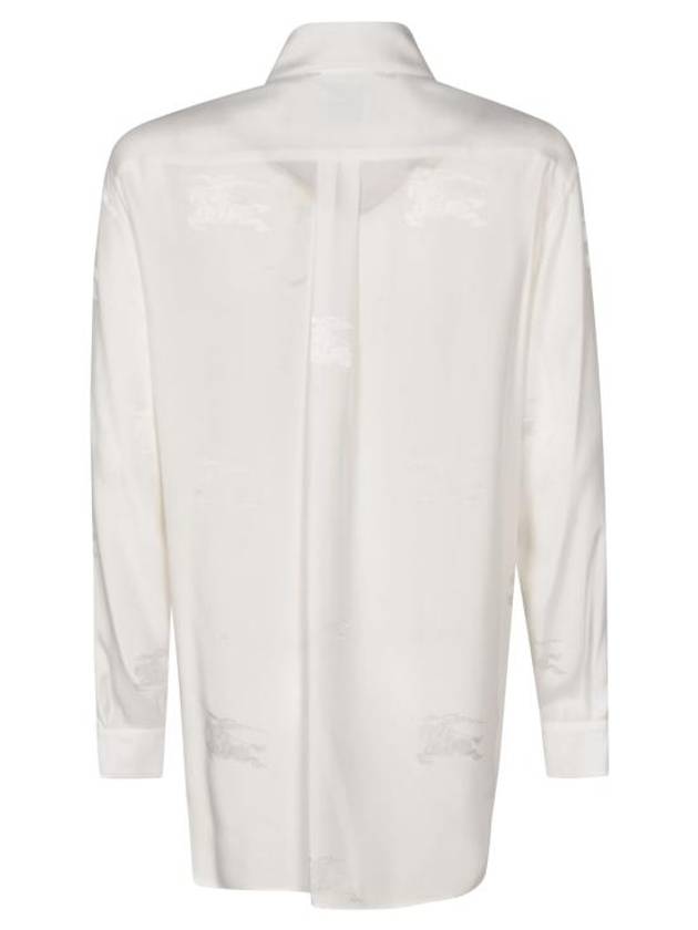 Women's EKD Jacquard Oversized Silk Shirt Optic White - BURBERRY - BALAAN 4