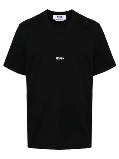 Micro Brushed Logo Print Short Sleeve T-Shirt Black - MSGM - BALAAN 1