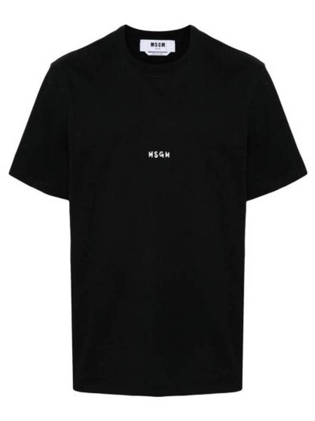 Micro Brushed Logo Print Short Sleeve T-Shirt Black - MSGM - BALAAN 1