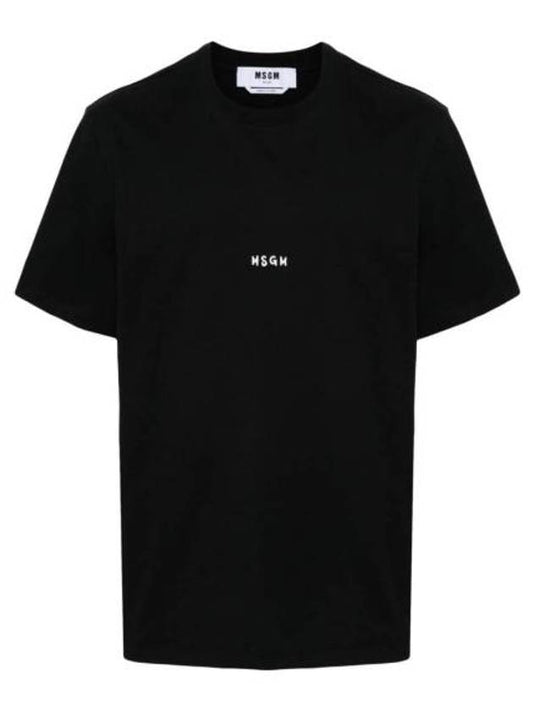 Micro Brushed Logo Print Short Sleeve T-Shirt Black - MSGM - BALAAN 1