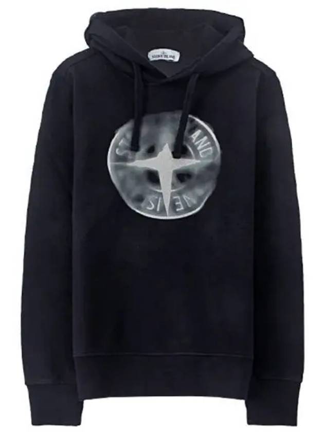 Smudge Logo Hoodie Navy - STONE ISLAND - BALAAN 2