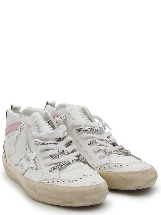 Mid Star Leather High Top Sneakers Pink White - GOLDEN GOOSE - BALAAN 1