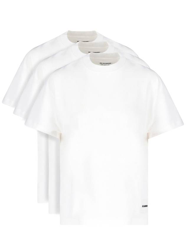 Logo Label Cotton 3 Pack Short Sleeve T-Shirt White - JIL SANDER - BALAAN 2