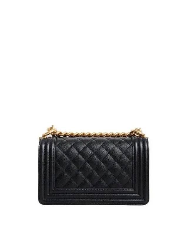 Boy Small Flap Bag Grained Calfskin Gold Metal Black - CHANEL - BALAAN 3