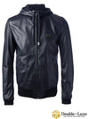 Leather Zip Up Hoodie Navy - DOLCE&GABBANA - BALAAN 5