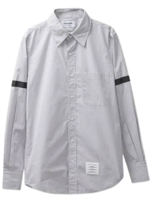 Men's Micro Check Poplin Long Sleeve Shirt Medium Grey - THOM BROWNE - BALAAN 2