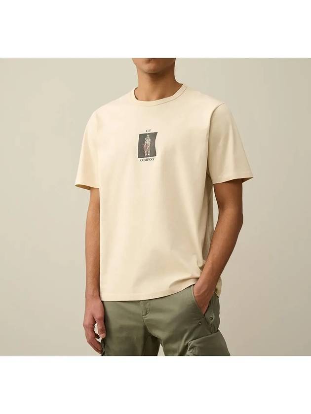 30/2 Mercerized Jersey Twisted Graphic Short Sleeve T-Shirt Beige - CP COMPANY - BALAAN 4