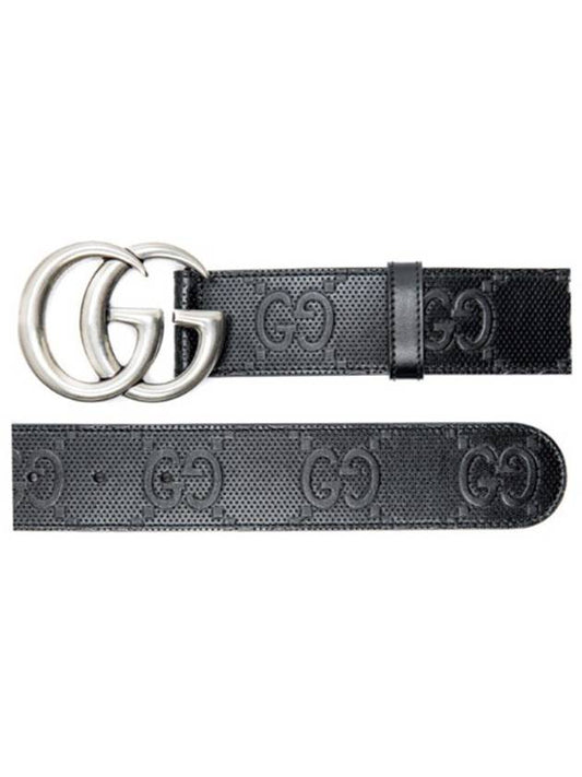Men's GG Marmont Embossed Leather Belt Black - GUCCI - BALAAN.