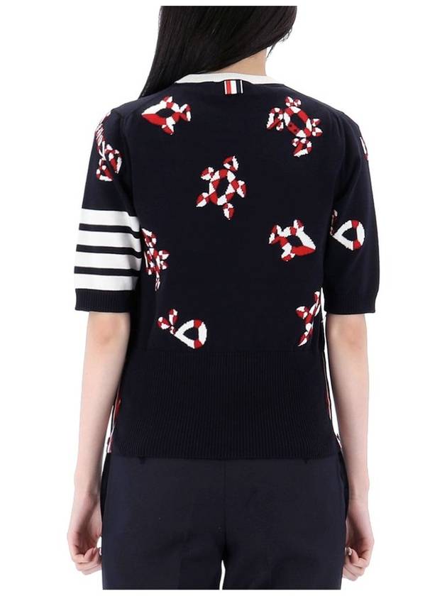 Women's 4 Bar Intarsia Knit Top Navy - THOM BROWNE - BALAAN 5