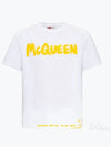 Men's Graffiti Logo Short Sleeve T-Shirt White - ALEXANDER MCQUEEN - BALAAN 2