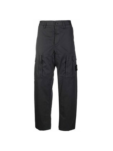 Stretch Cotton Wool Satin Cargo Pants Charcoal - STONE ISLAND - BALAAN 1