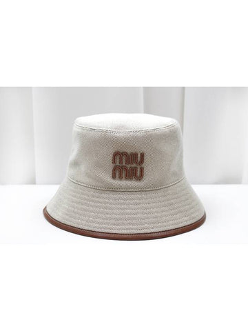 Canvas Beige Brandy Bucket Hat 5HC196 - MIU MIU - BALAAN 1