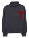 Intarsia Heart Logo Turtleneck Grey - AMI - BALAAN 11