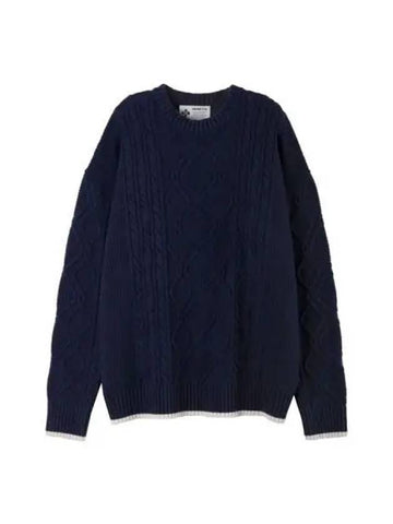 Daddy French cable knit navy - HERETIC - BALAAN 1