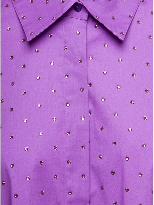 Purple Shirt With Crystal Embellishment All-Over In Cotton Woman - GIUSEPPE DI MORABITO - BALAAN 3